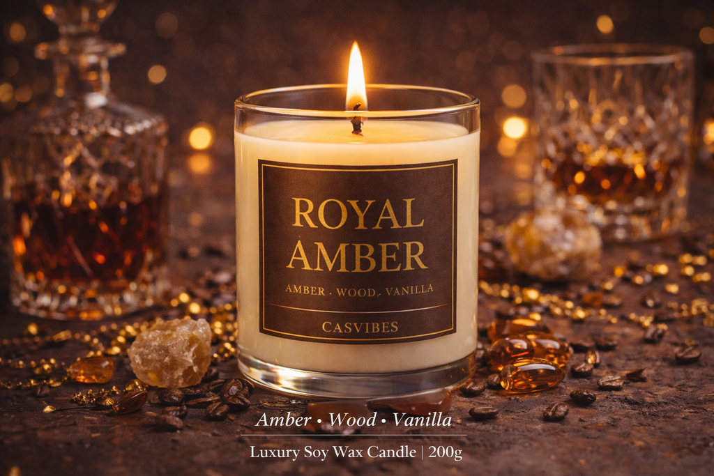 Casvibes Royal Amber – Luxury Soy Wax Candle